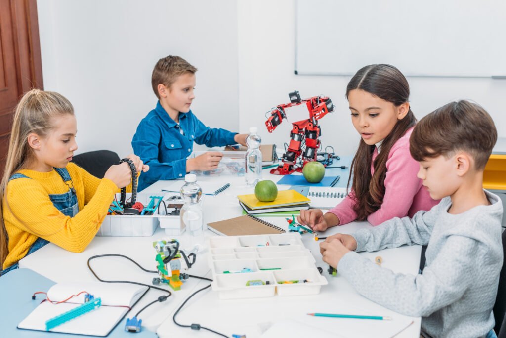Children learning STEM and robotics